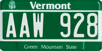 VT license plate AAW928