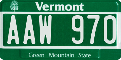 VT license plate AAW970