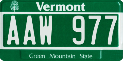 VT license plate AAW977