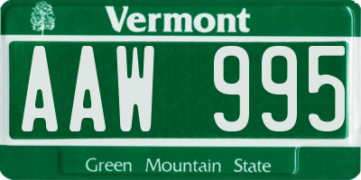 VT license plate AAW995