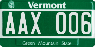 VT license plate AAX006