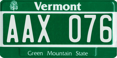 VT license plate AAX076