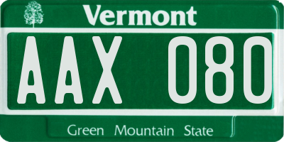 VT license plate AAX080