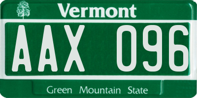 VT license plate AAX096