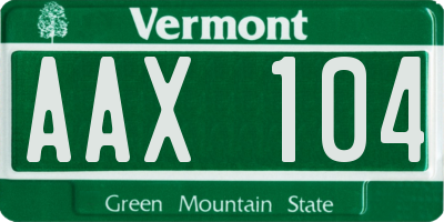 VT license plate AAX104