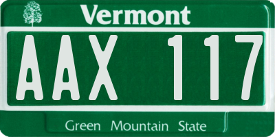 VT license plate AAX117