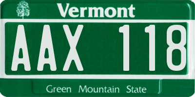 VT license plate AAX118