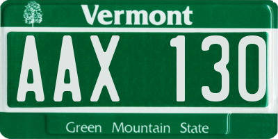 VT license plate AAX130
