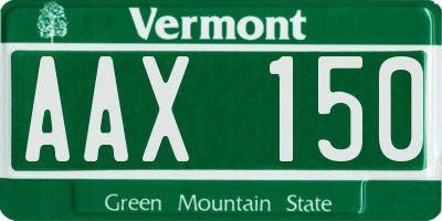 VT license plate AAX150