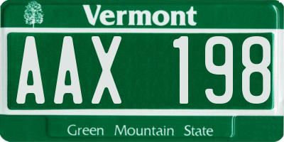 VT license plate AAX198