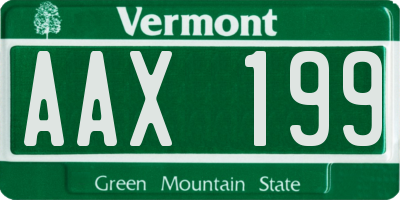 VT license plate AAX199
