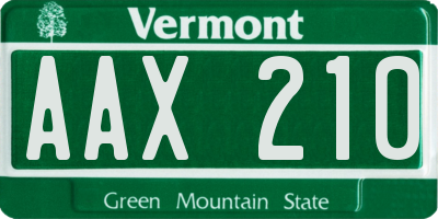 VT license plate AAX210