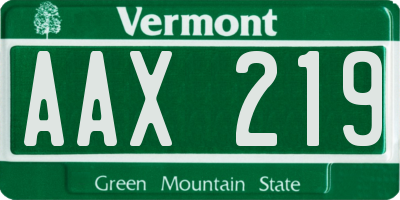 VT license plate AAX219