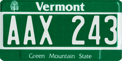 VT license plate AAX243