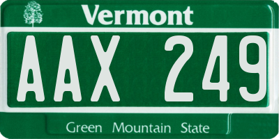 VT license plate AAX249