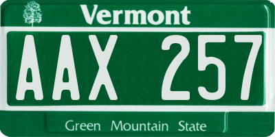 VT license plate AAX257