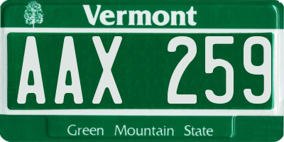 VT license plate AAX259