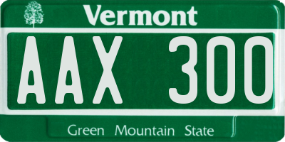 VT license plate AAX300