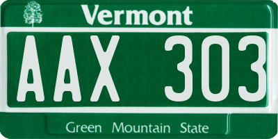 VT license plate AAX303