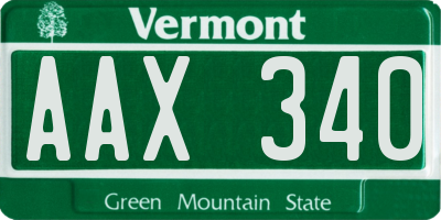 VT license plate AAX340