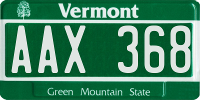VT license plate AAX368