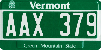 VT license plate AAX379