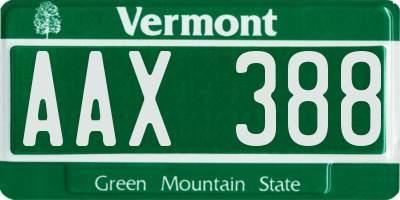 VT license plate AAX388