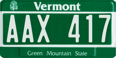 VT license plate AAX417