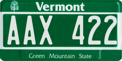 VT license plate AAX422