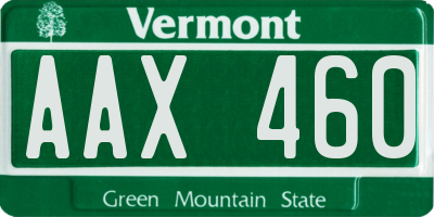 VT license plate AAX460