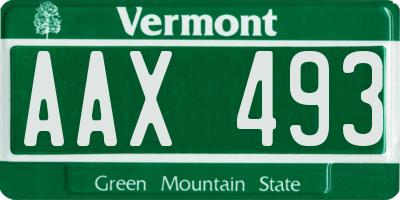 VT license plate AAX493