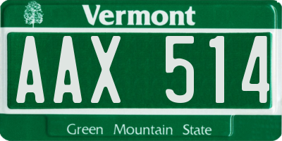 VT license plate AAX514