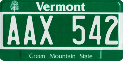 VT license plate AAX542