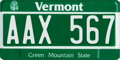 VT license plate AAX567
