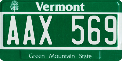 VT license plate AAX569
