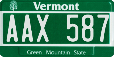 VT license plate AAX587