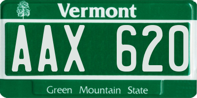 VT license plate AAX620