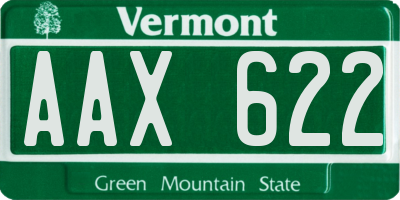 VT license plate AAX622