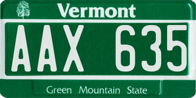 VT license plate AAX635