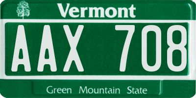 VT license plate AAX708