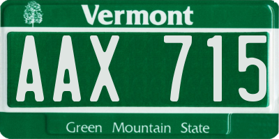 VT license plate AAX715