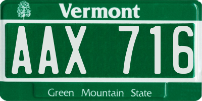 VT license plate AAX716