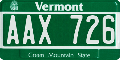 VT license plate AAX726