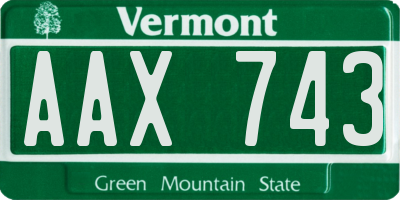 VT license plate AAX743