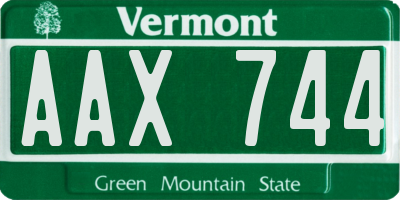 VT license plate AAX744