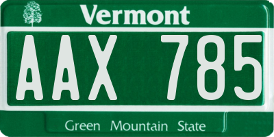 VT license plate AAX785