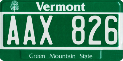 VT license plate AAX826