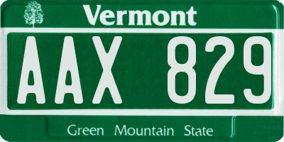 VT license plate AAX829