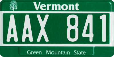 VT license plate AAX841