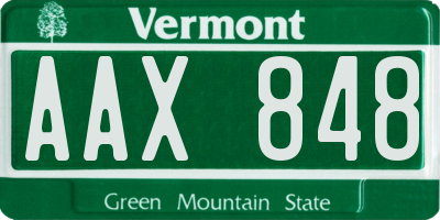 VT license plate AAX848